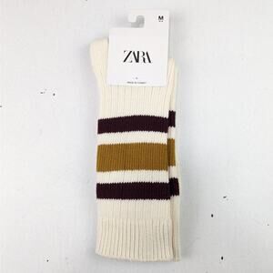 Zara Men's Retro Stripe Crew Socks - Shoe Size Medium 6-9